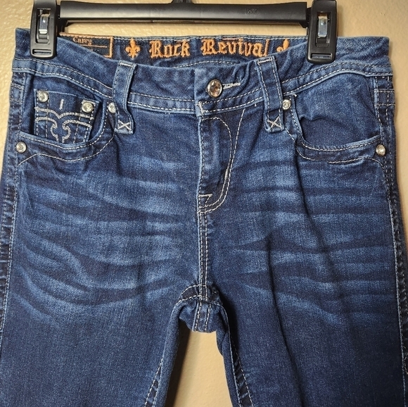 Rock Revival Jessica Curvy Midrise Thick Stitch Flap Pocket Skinny Jeans-Size 27 - Picture 2 of 13